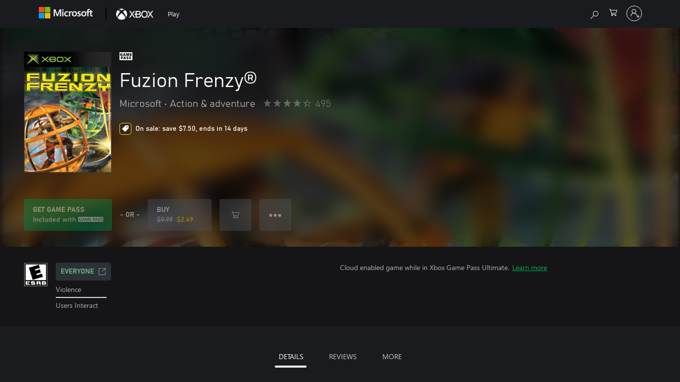 Fuzion Frenzy Landing page