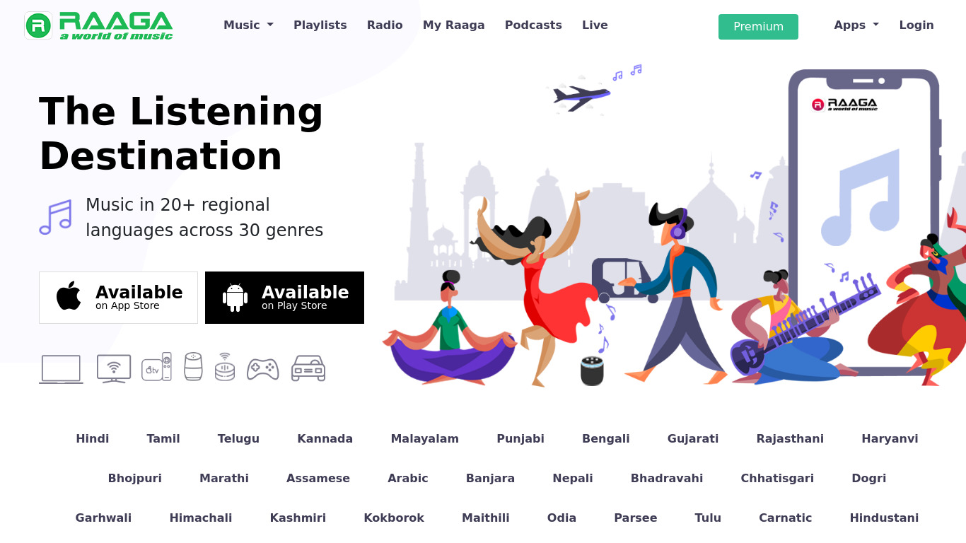 Raaga Landing page