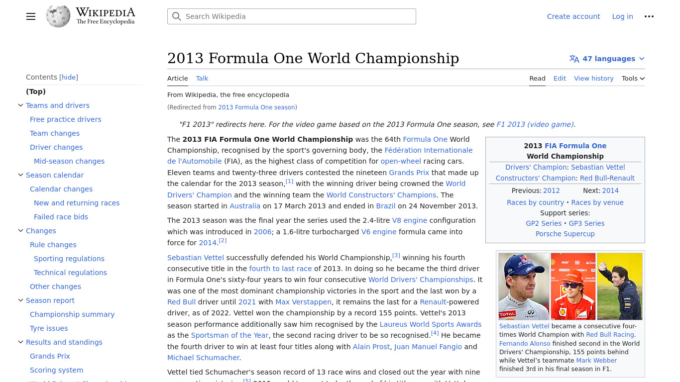 F1 2013 Landing page