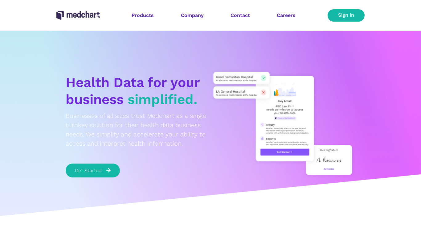 Medchart Medical Record Request Landing page