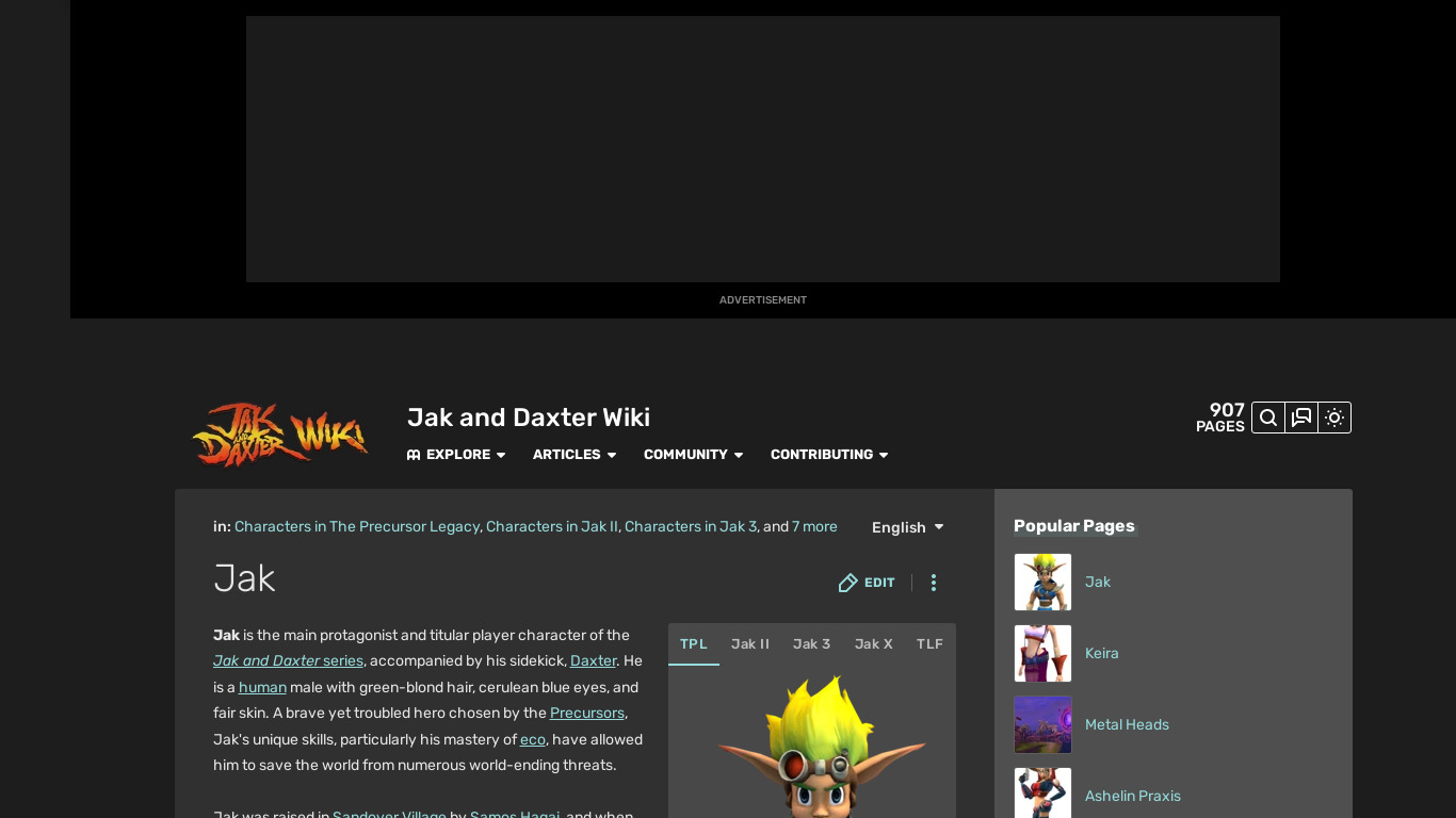 Jak and Daxter Landing page