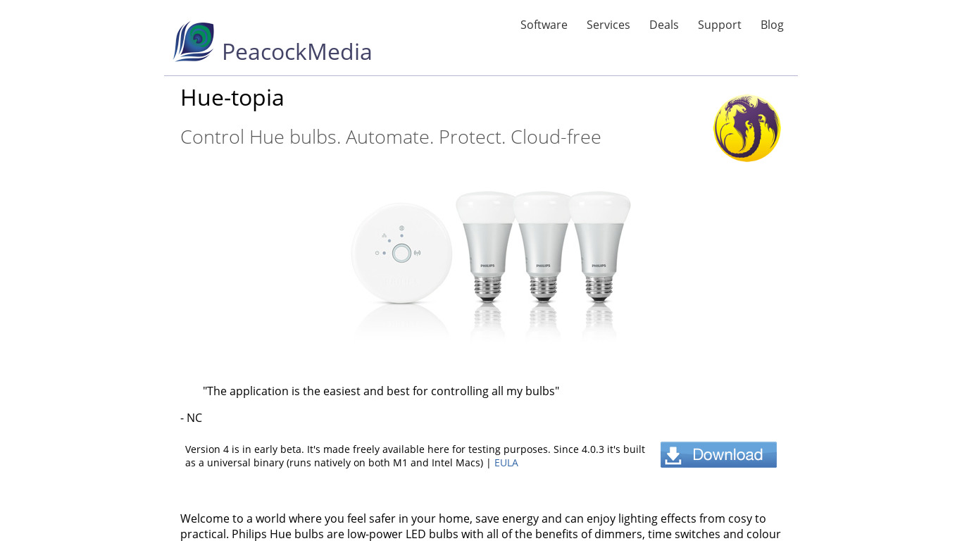 Hue-topia Landing page