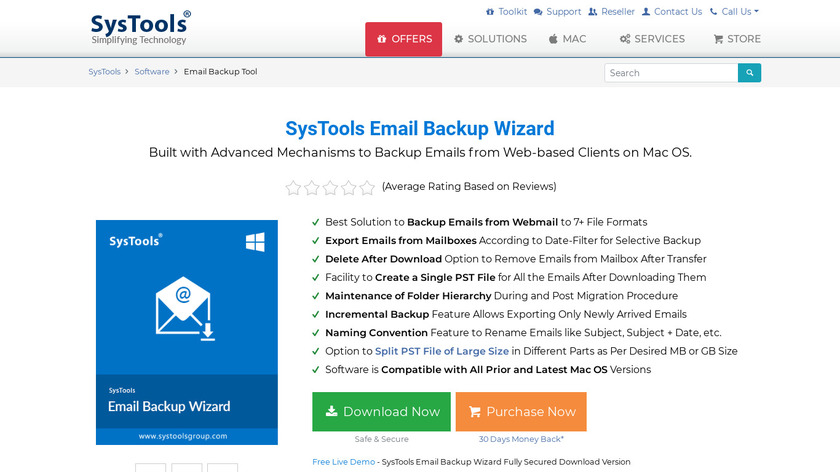 SysTools MailBakup Landing Page