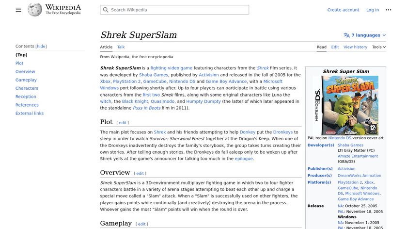 Shrek Super Slam Landing Page
