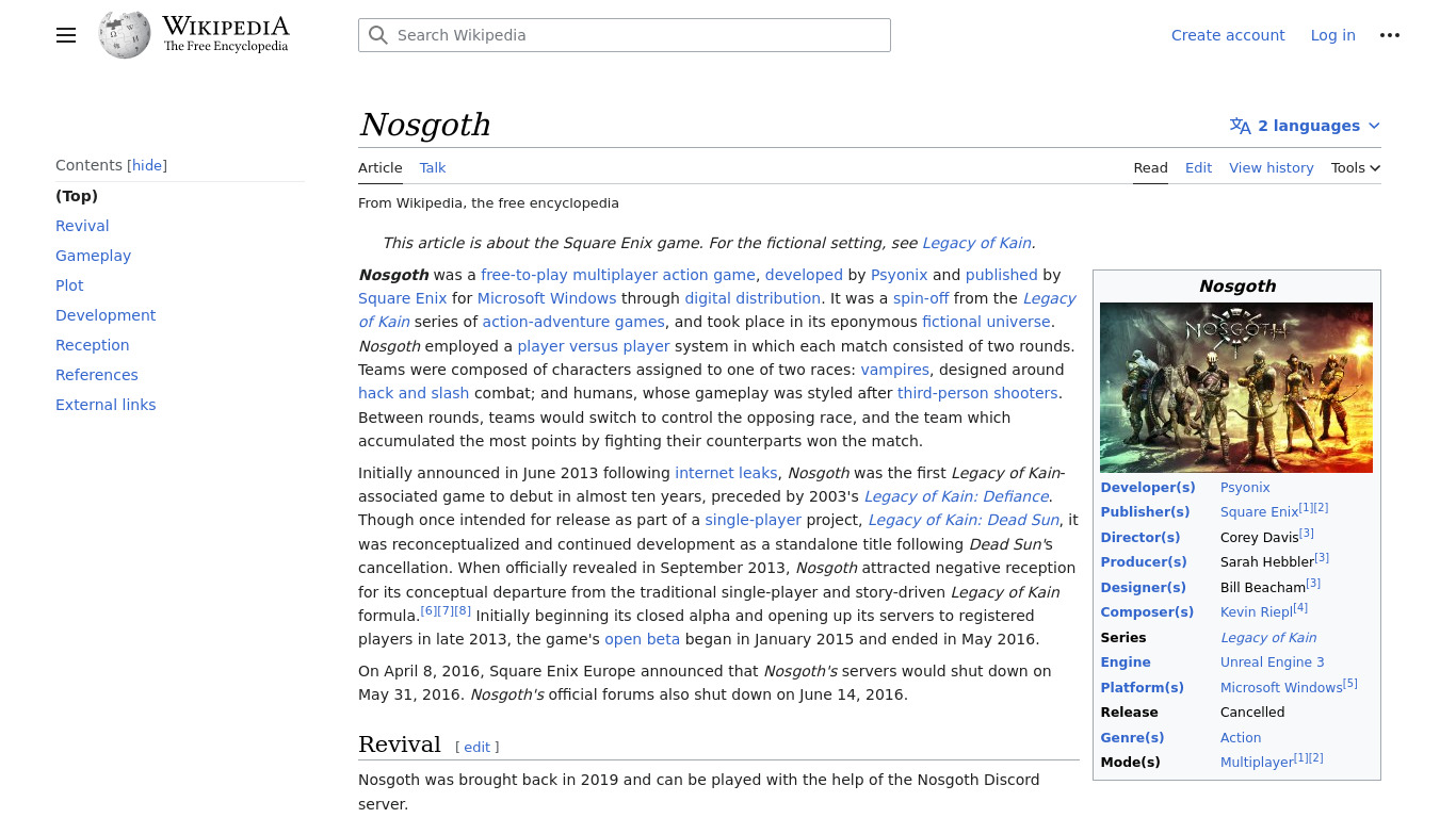 Nosgoth Landing page