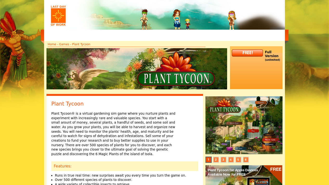 Plant Tycoon Landing page