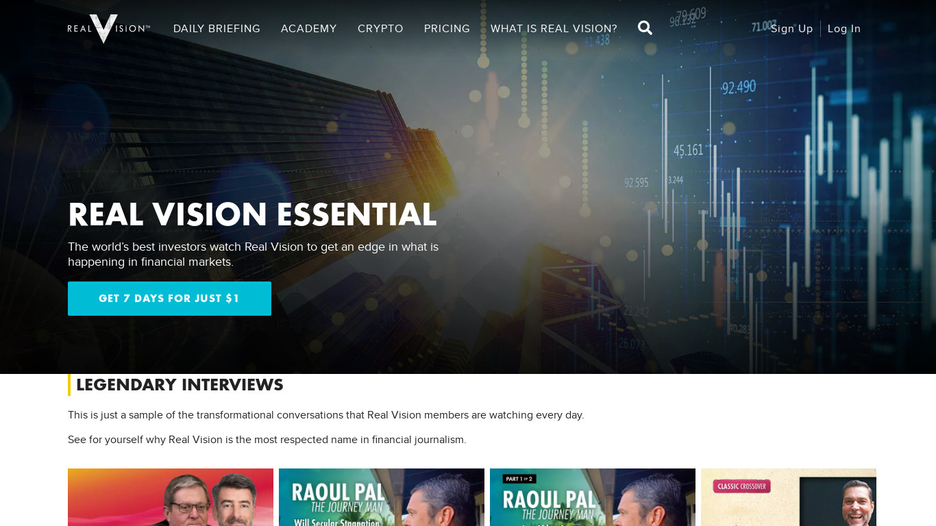 Real Vision Landing page