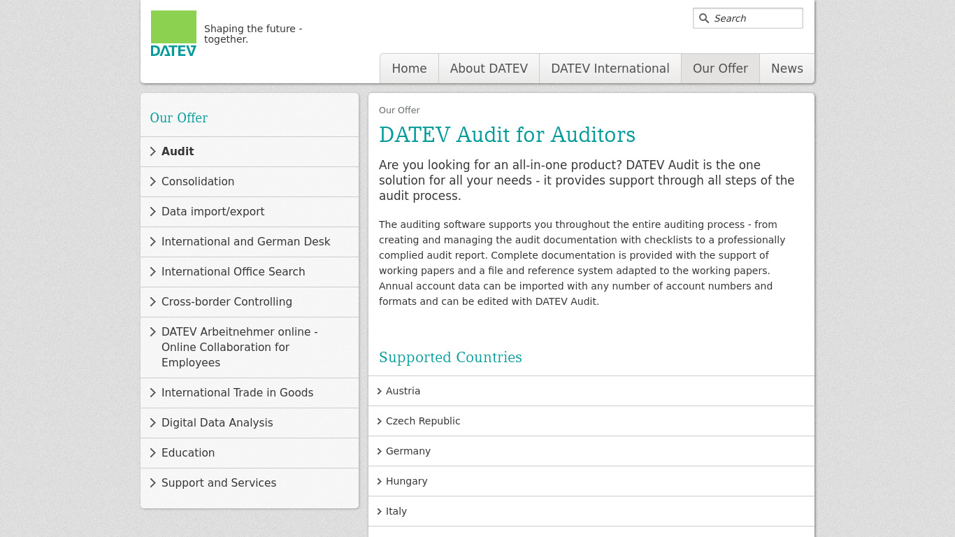 DATEV Audit Landing page