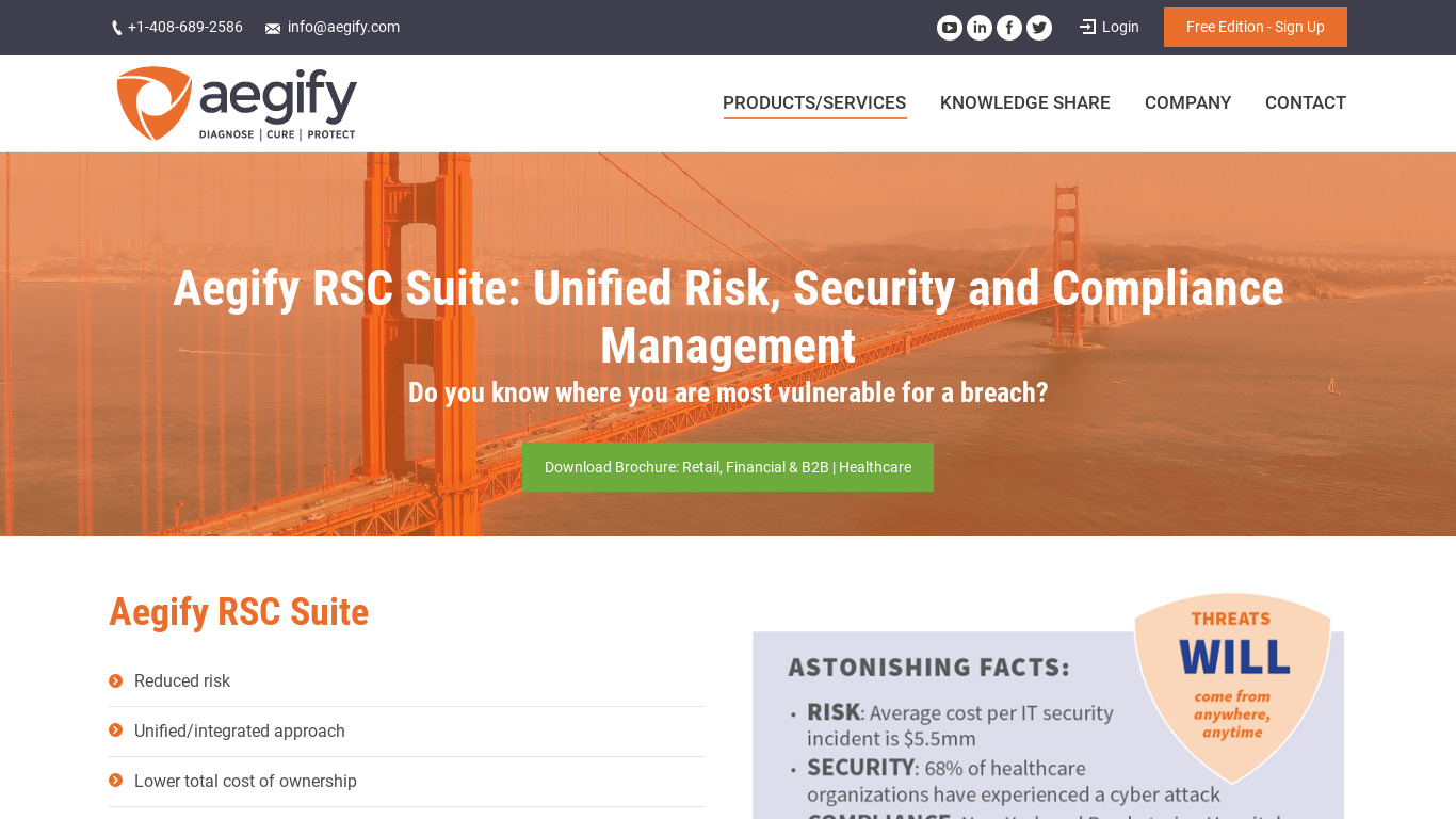 Aegify RSC Suite Landing page