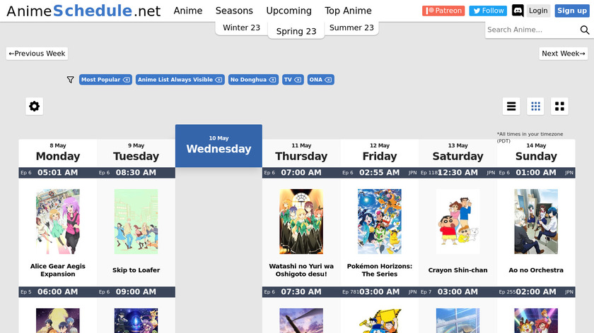 AnimeSchedule Landing Page