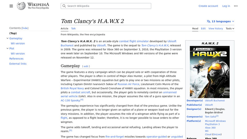 Tom Clancy’s H.A.W.X 2 Landing Page