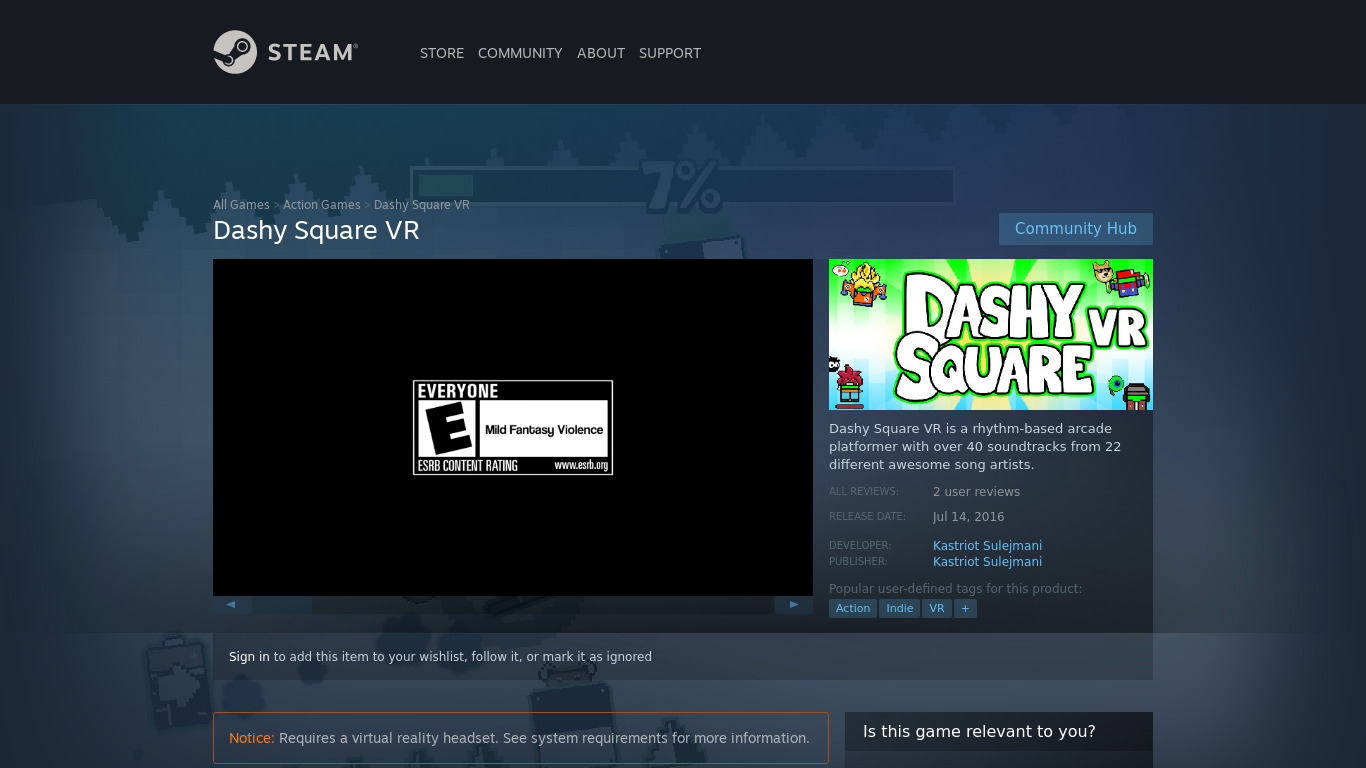 Dashy Square VR Landing page