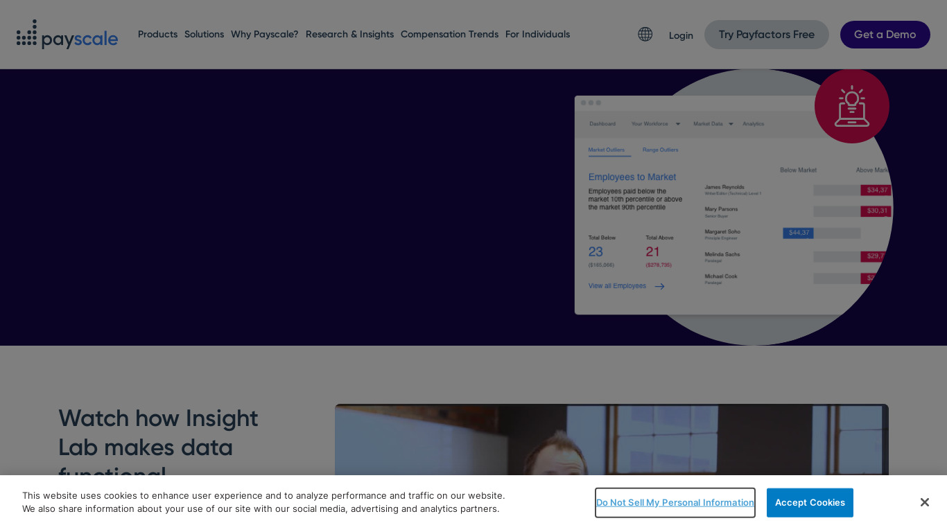 PayScale Insight Lab Landing page