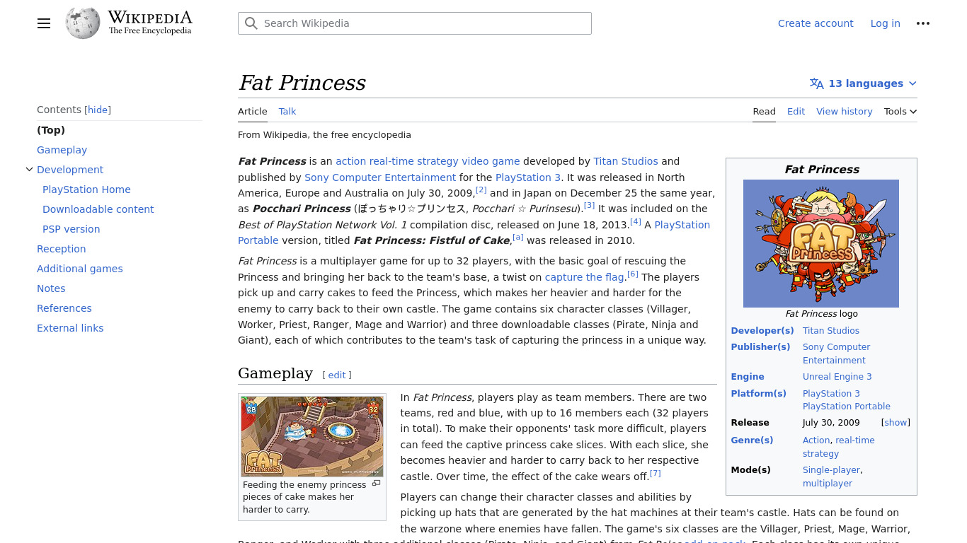 Fat Princess Landing page