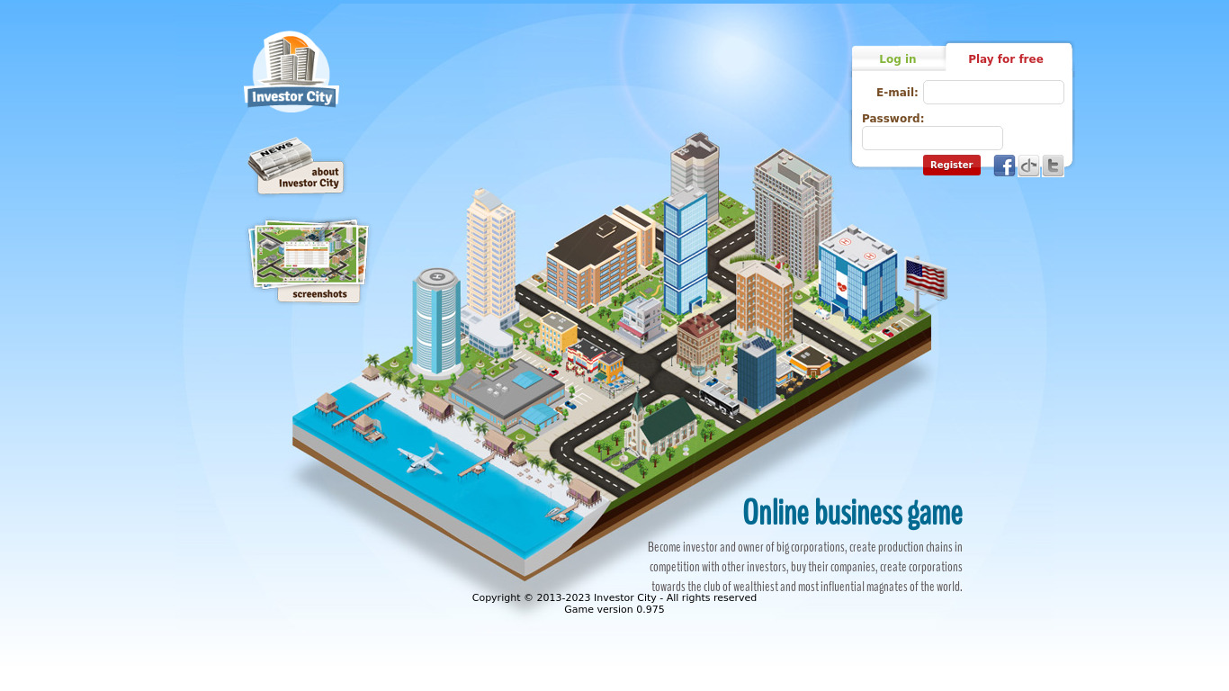 Investor City Landing page