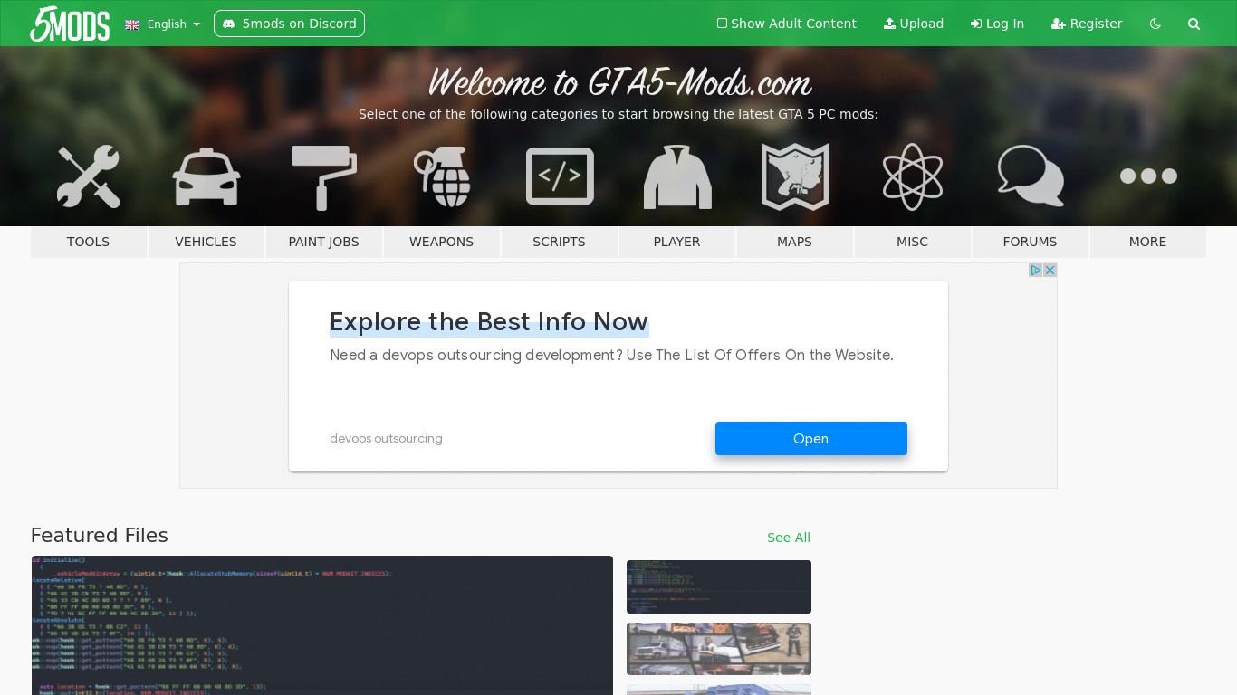 GTA5-Mods.com Landing page