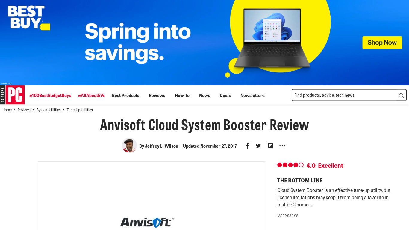 Anvisoft Cloud System Booster Landing page