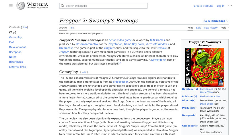 Frogger 2 Landing Page