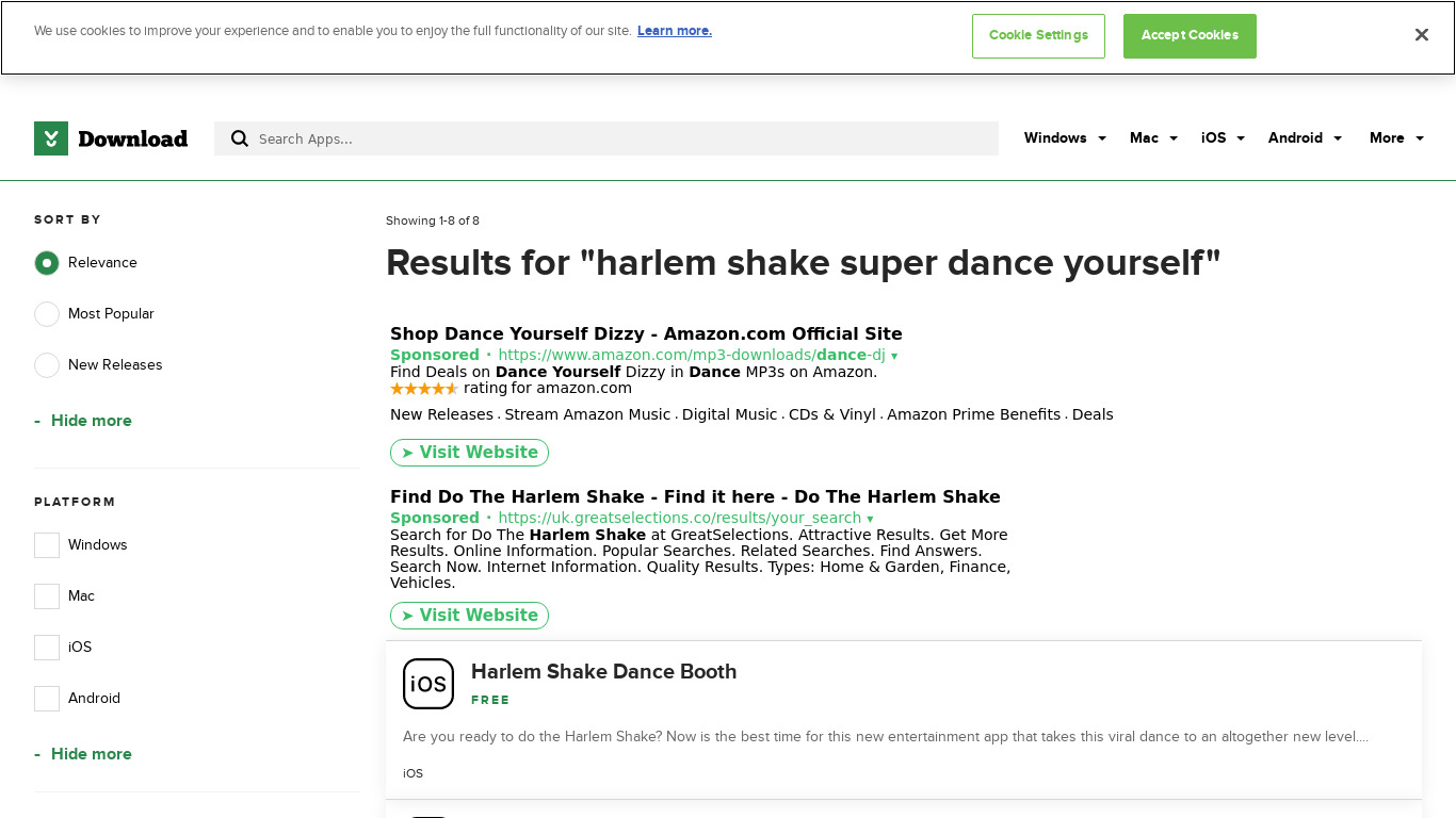 Harlem Shake Super Dance Yourself Landing page