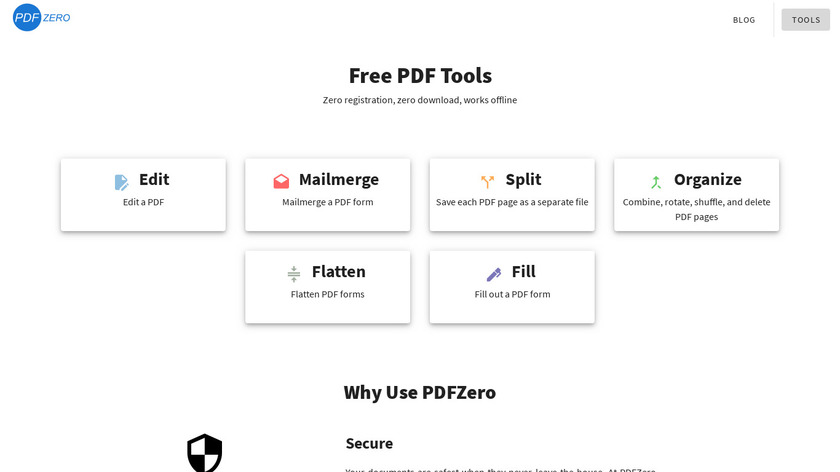 PDFZero Landing Page