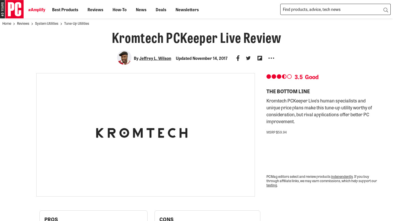 Kromtech PCKeeper Live Landing page