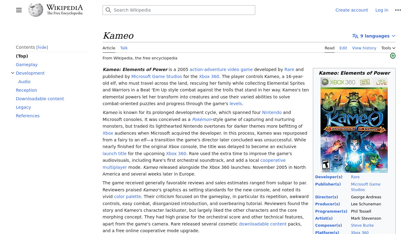 Kameo Landing page