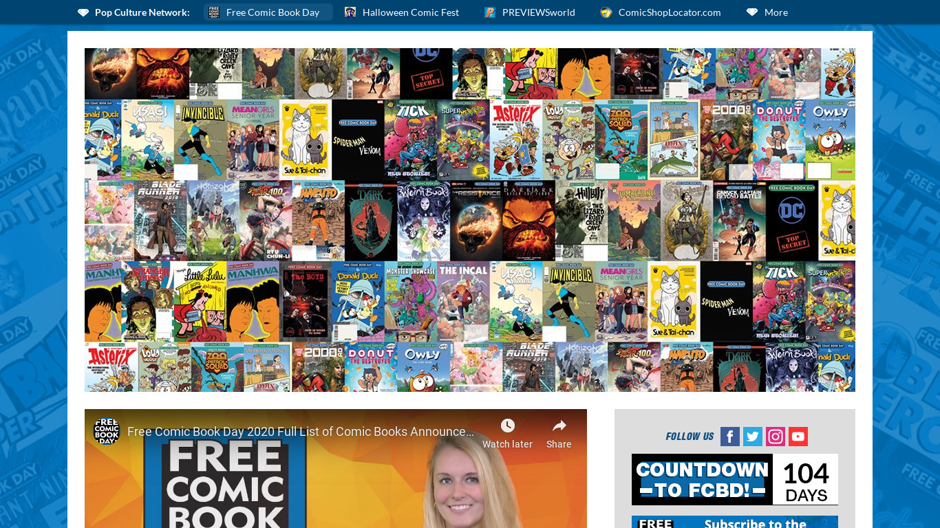 Free comics books Landing page