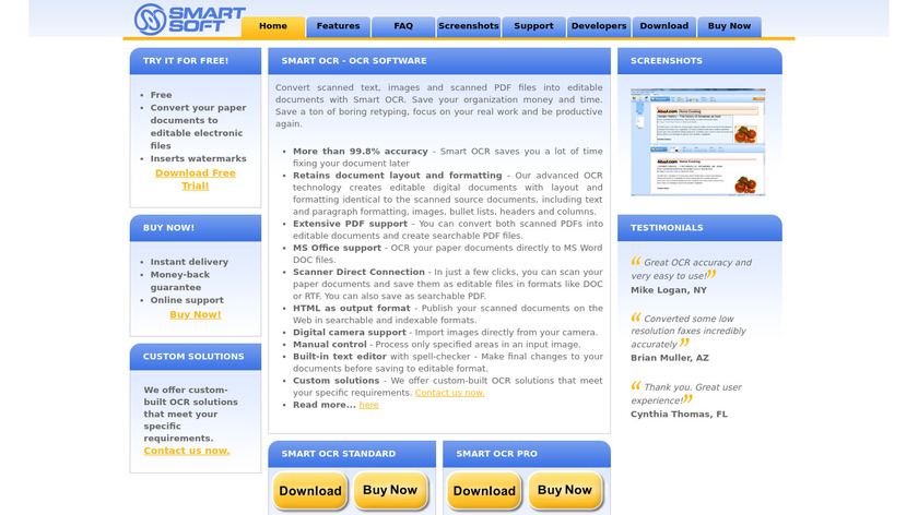 Smart OCR Landing Page