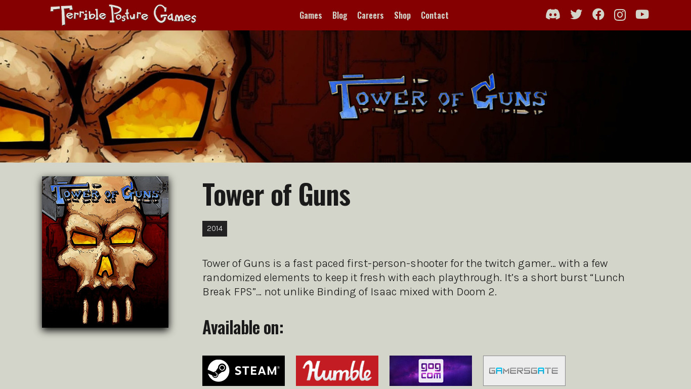 Tower of Guns Landing page