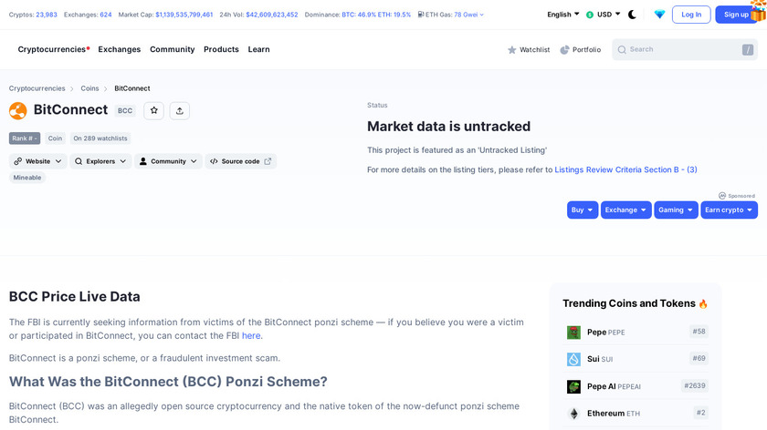 BitConnect (BCC) Landing Page