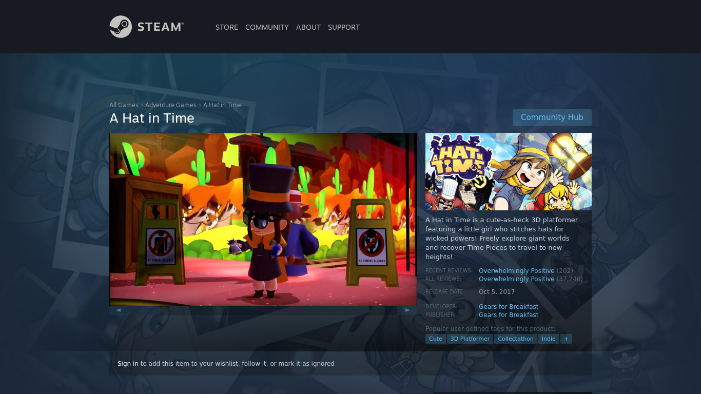 A Hat in Time Landing page