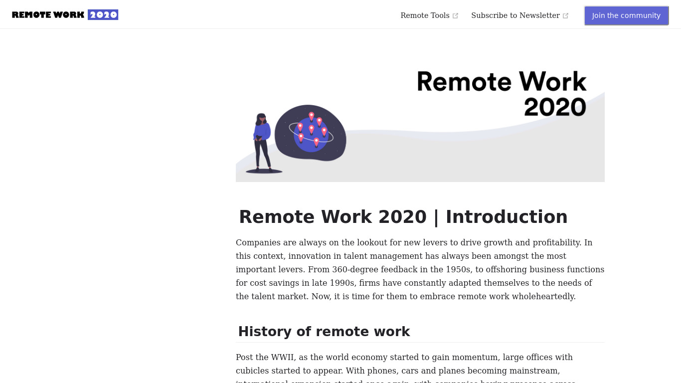 Remote Work 2020 Landing page