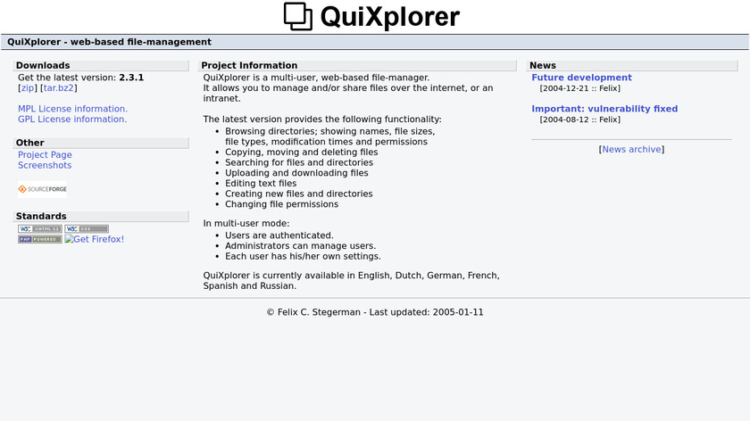QuiXplorer Landing Page