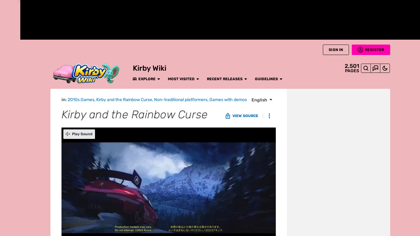 Kirby and the Rainbow Curse Landing page