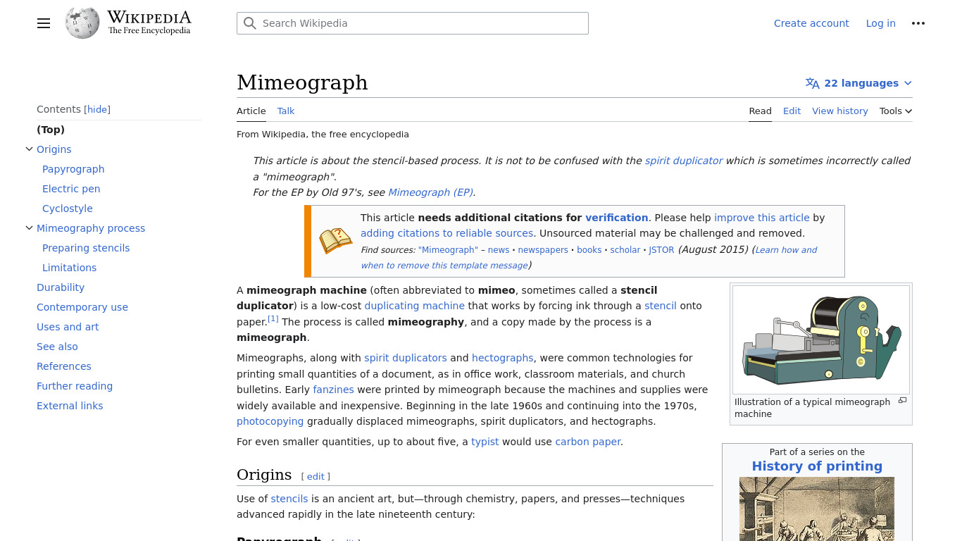 Mineograph Landing page