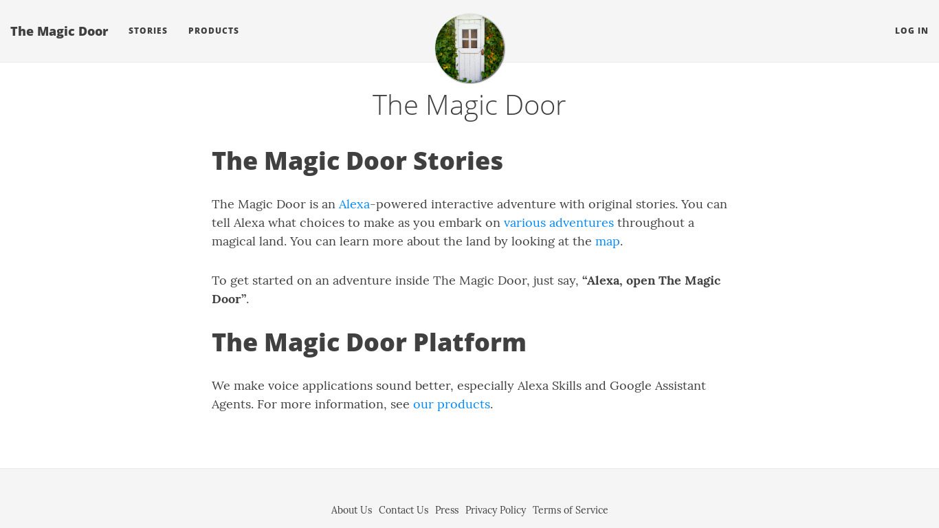 The Magic Door Landing page