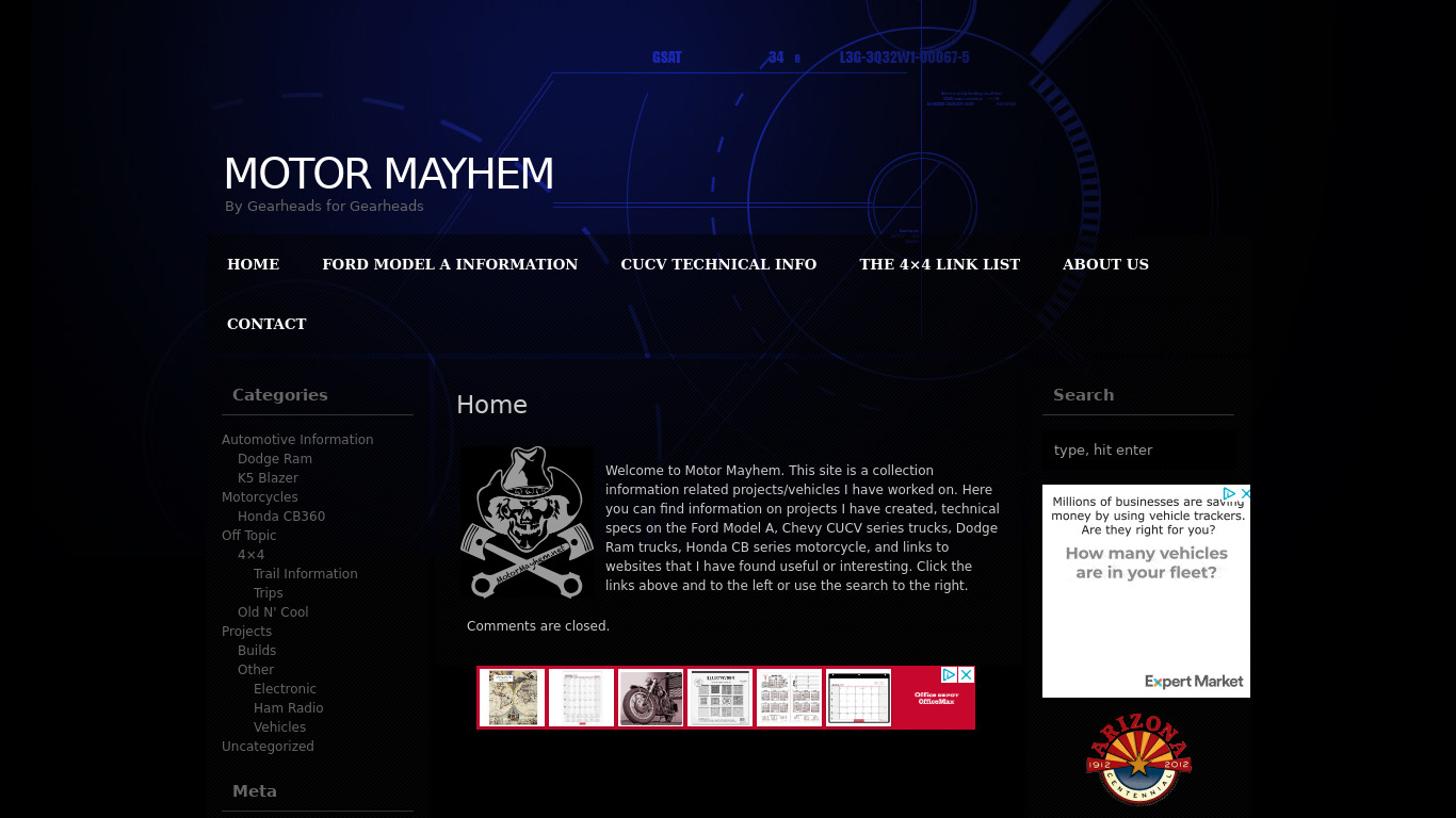Motor Mayhem Landing page