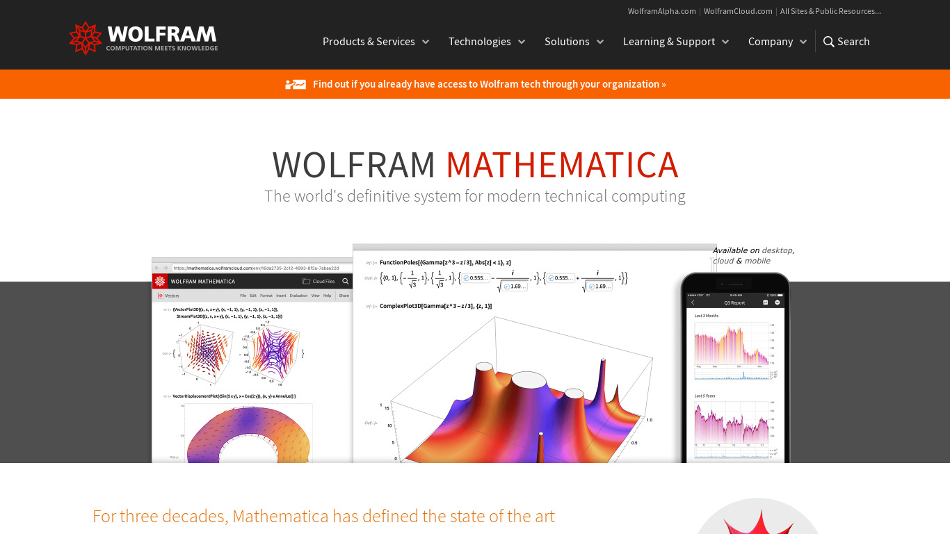 Wolfram Mathematica Landing page