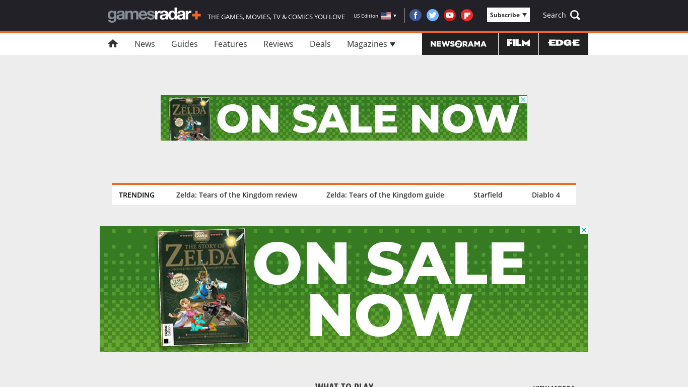 GamesRadar Landing page