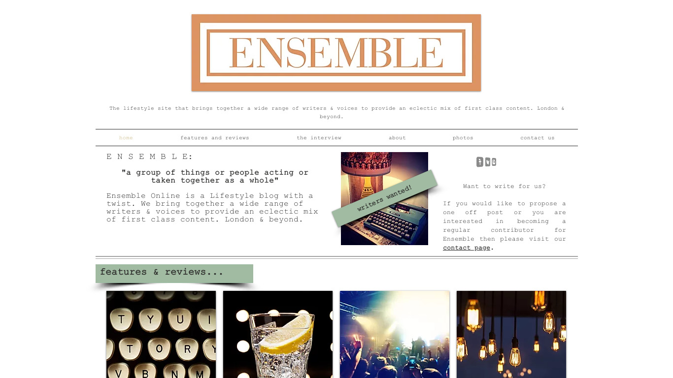 Ensemble Online Landing page