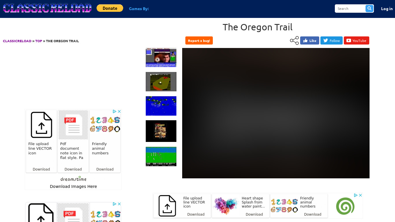 The Oregon Trail Landing page