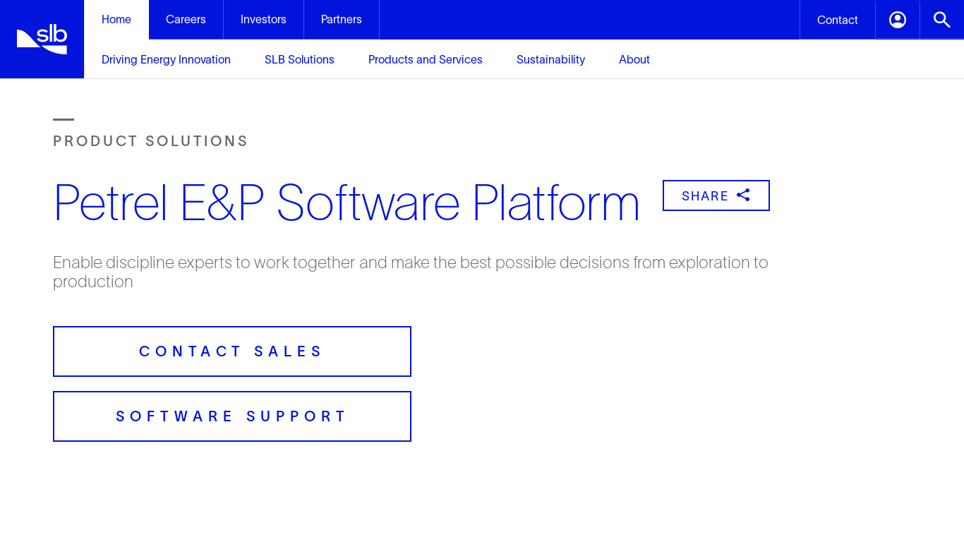 Petrel E&P Software Platform Landing page