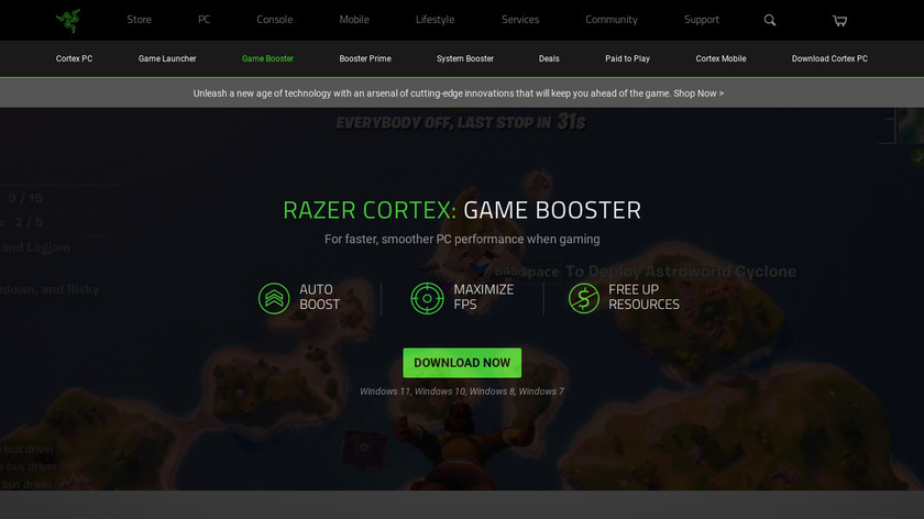 IObit Razer Game Booster Landing Page
