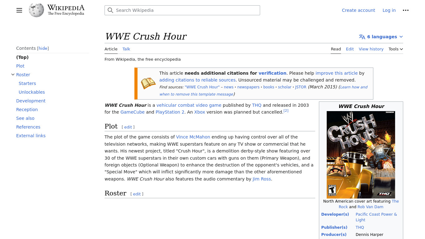 WWE Crush Hour Landing page