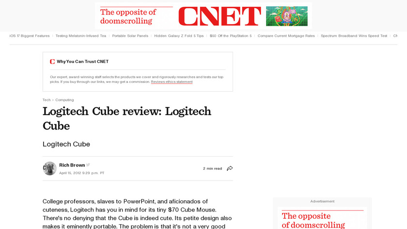 Logitech Cube Landing Page