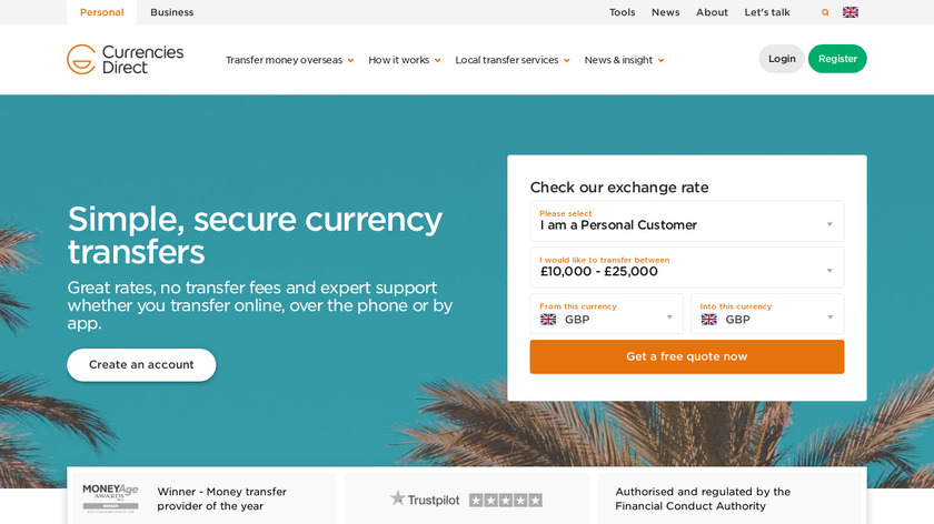 Currencies Direct Landing Page