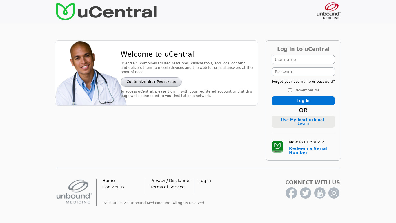 uCentra Landing page