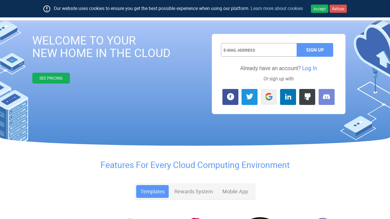 SkySilk Cloud Platform Landing page