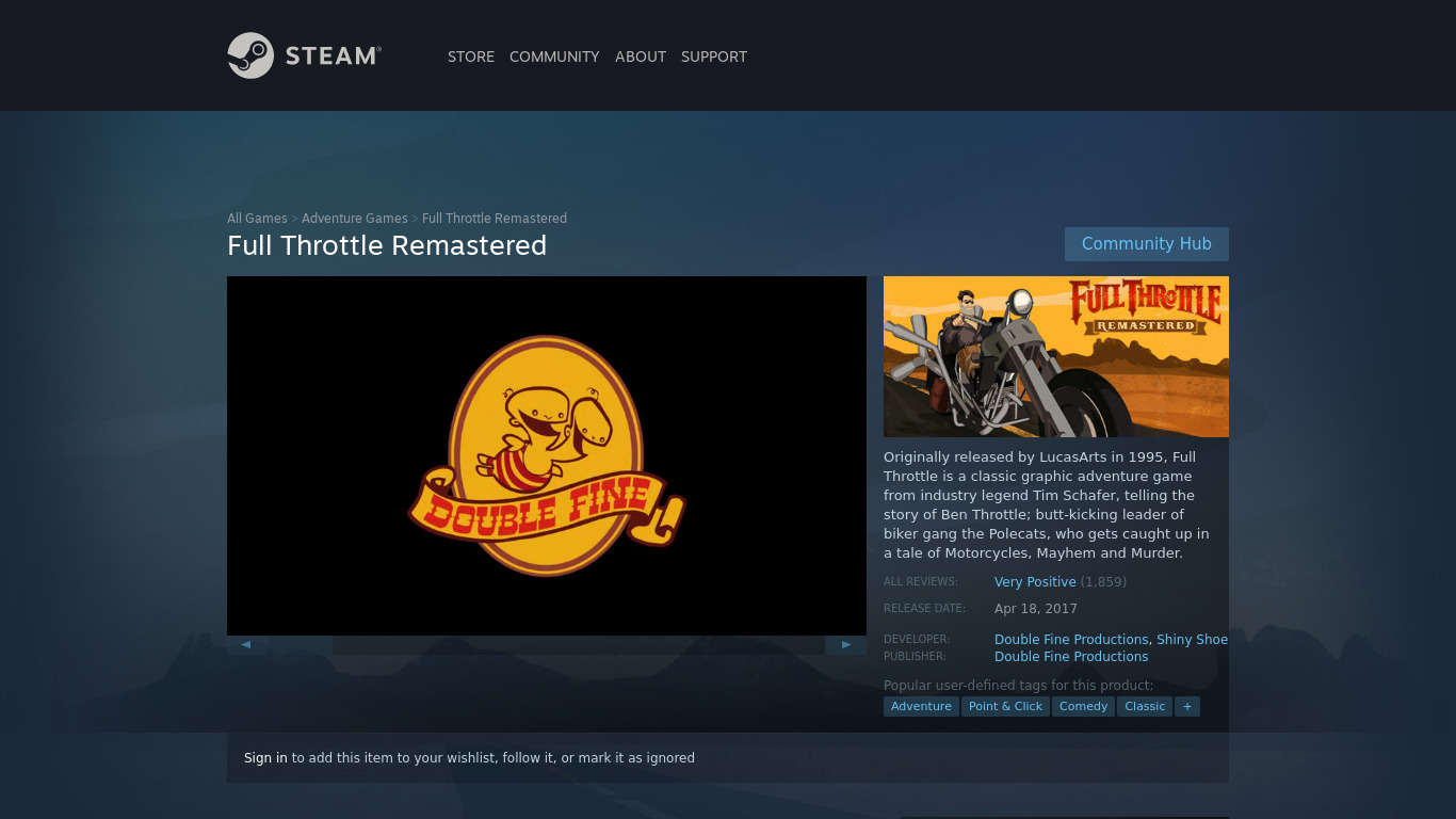 Full Throttle Remastered Landing page