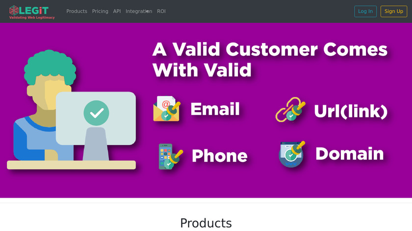 Weblegit Email Validation Service Landing Page